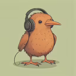 an illustration of a bird wearing headphones