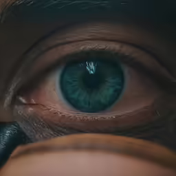 close up of human eye showing blue color