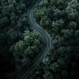 a long road winding through the forest