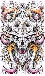 skull tattoo in white with a large pink skull