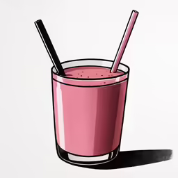 a colorful drink with a straw and a pink liquid in it