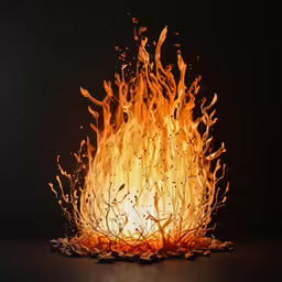 fire is burning in the dark and in front of it