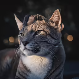 a cat sitting with his head turned to the side