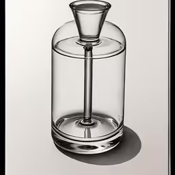 a drawing of a glass and an object