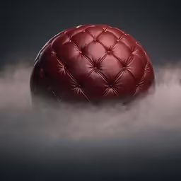 a big round ball on a black surface covered with clouds
