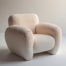 a white chair with a large rounded seat