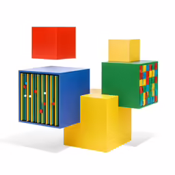several different colors and shapes of a box