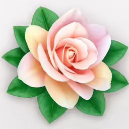a pink and yellow rose with leaves