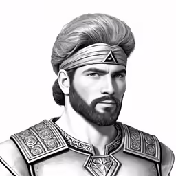 an old character with a beard and helmet