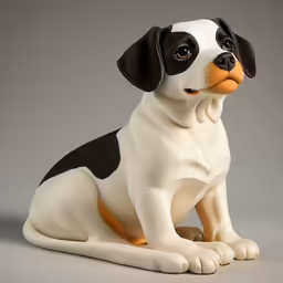small white and black statuette of dog