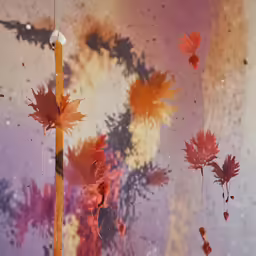 a photo of autumn leaves on a rainy day