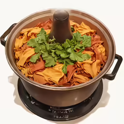a pan that has food on the stove