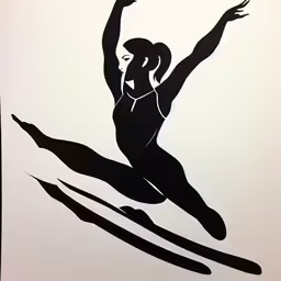 a silhouette picture of a woman skiing on a snowboard