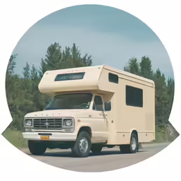 a very big rv parked in a lot