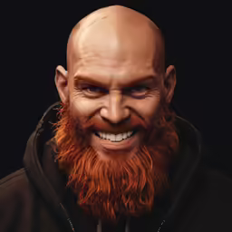a bald man with a beard and a big smile