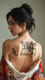 a woman with a tattoo on her back