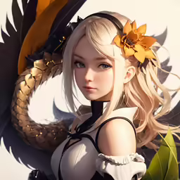 an animated anime girl with long blond hair