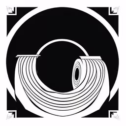 a white circular with a swirl in the center,the black and white illustration shows a roll of material in a circular shape,the silhouette of a roll of cloth in a circular,a black and white graphic depicting a circular tube of water,a black and white image of a roll of paper