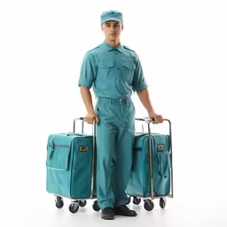 a man standing with some luggage and smiling