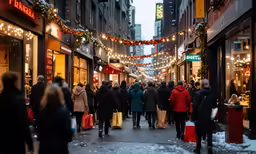 people in the city street are shopping at the mall