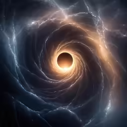 a space view with a swirly ring in the middle