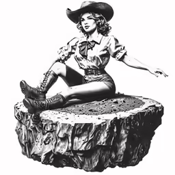 a woman sitting on top of a tree stump