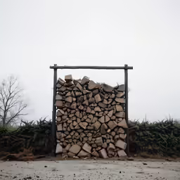 a pile of firewood stacked on top of each other