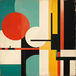 a geometric art piece with different colors and shapes