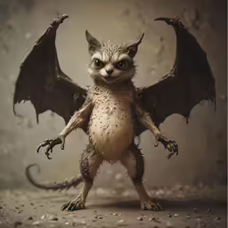 a cat with big wings and claws standing