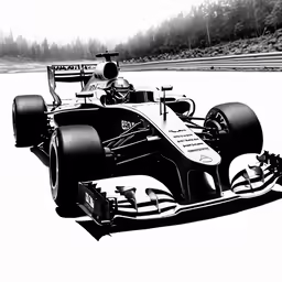 a picture of a mercedes racing car, in black and white