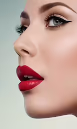 woman with red lips and black lipstick
