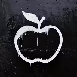 an apple logo is drawn on the side of a black surface