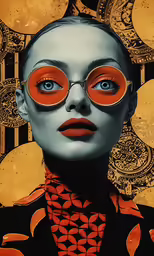 an art work is shown with orange circles in front of the head