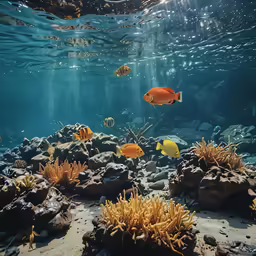 underwater view of ocean corals and tropical fish