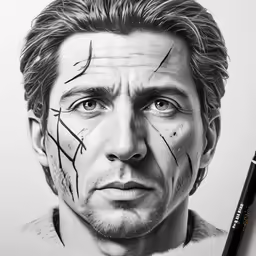 a drawing with some drawings and pencil on it