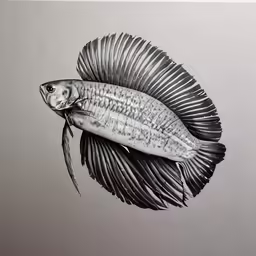 a fish with large, curved wings floating in the water