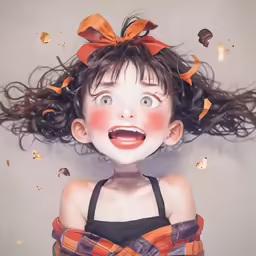 a girl with a face full of hair