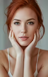 an attractive young woman with red hair posing