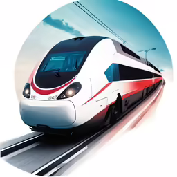 a high speed train is going along a track