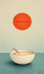 a bowl with a spoon and the word unknown in front of it