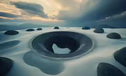 a circle shaped structure with rocks on the ground