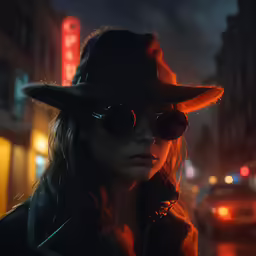 the woman is wearing a hat and sunglasses