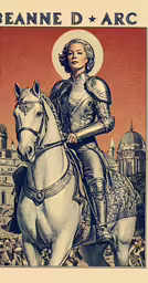 the poster depicts joan of portugal with her horse