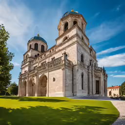a church building with a tower and a clock on top