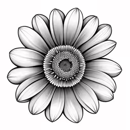 a drawing of a white daisy with black dots,an illustration of a white flower