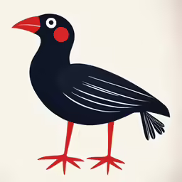 a bird with red feet and a black body on white background
