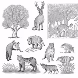 an animal - like animal species are shown in four different poses