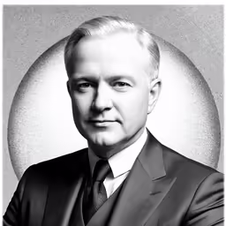 a portrait photo of an older gentleman wearing a suit and tie