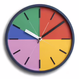 an image of an artistic clock with color in it