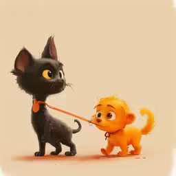 a dog and cat standing next to each other